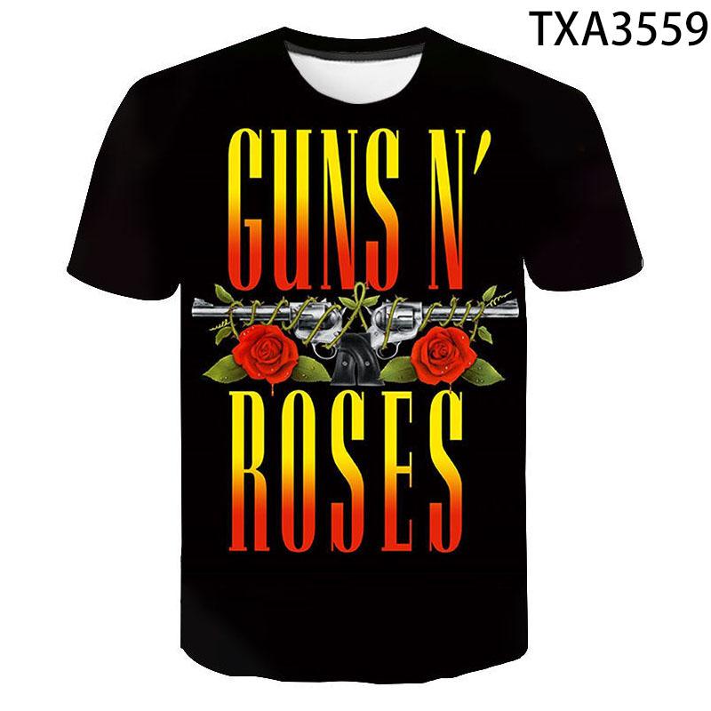 Summer Fashion Guns And Roses 3D Printed Men's T Shirts Mens Womens Fun Harajuku Streetwear Hip Hop Short Sleeve Oversized Tops