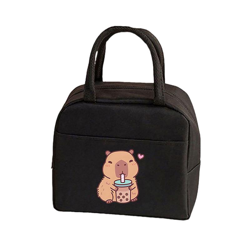 Cartoon Cute Capybara Print Insulated Lunch Bags  Portable Thermal Lunch Tote Bags Picnic Food Preservation Lunch Box Bag