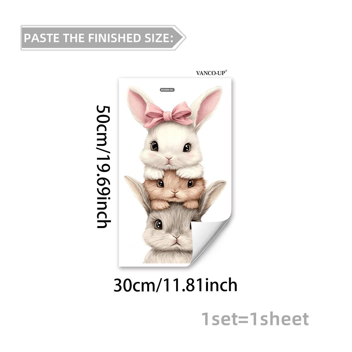 

Cute Rabbit with Bow Creative Wall Stickers, Self-Adhesive Decor for Bedroom Living Room Background Decoration 30x50cm різнокольоровий