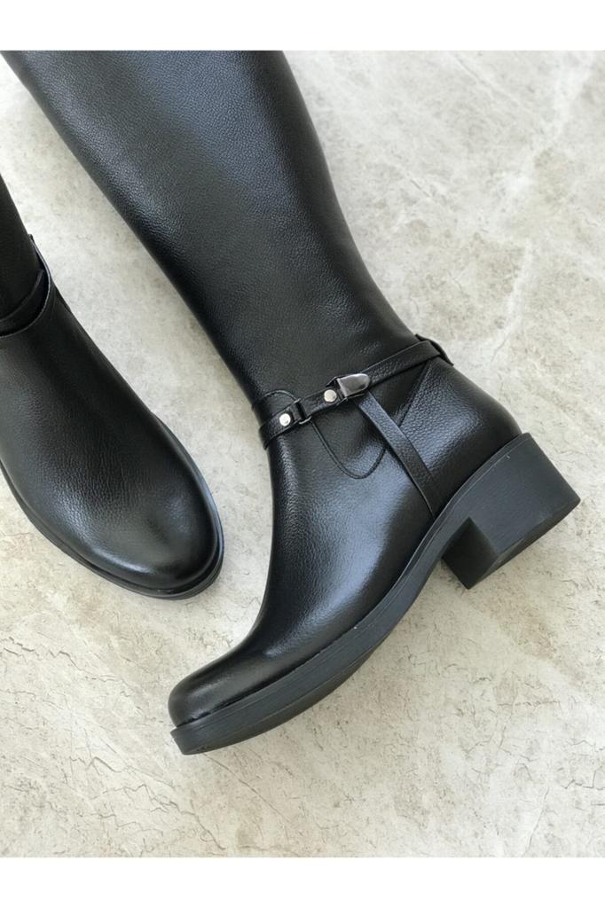Women Modern Stylish Fashion Boots Boots Genuine Leather Black Genuine Leather Boots