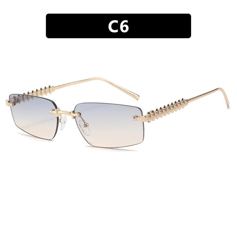 Threaded square sunglasses, new metal trendy sunglasses, street photography, European and American fashion sunglasses, anti-sun shading