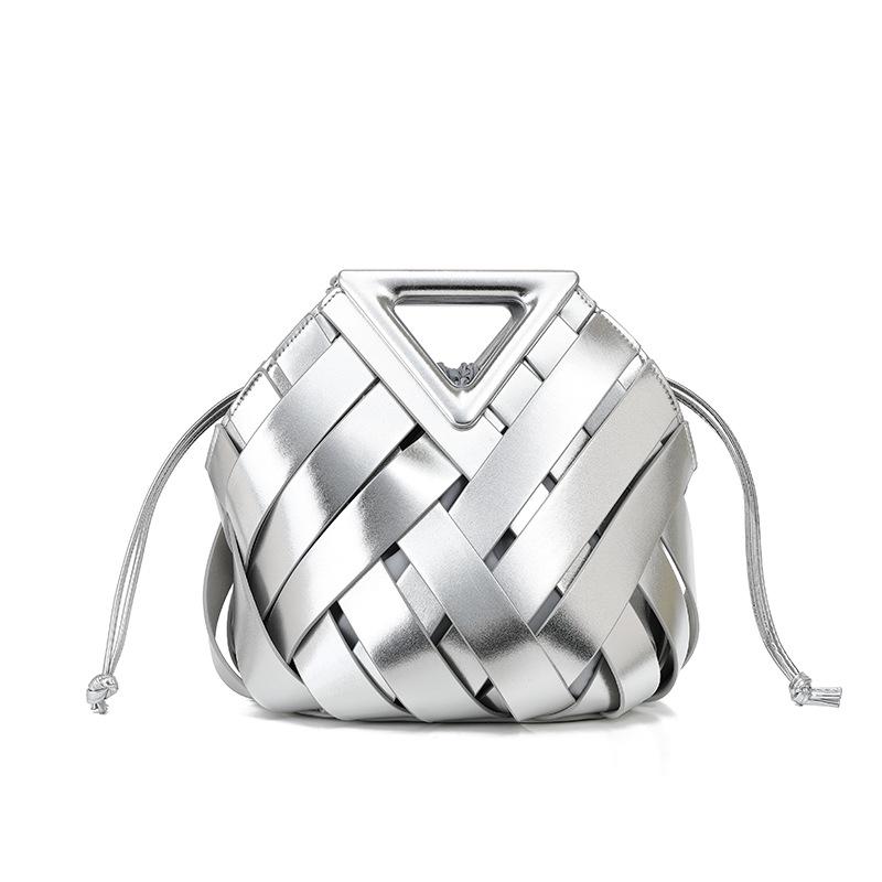 

Тканая сумка-тоут через плечо с магнитной застежкой-треугольником B - Универсальная сумочка для женщин и мам 25*20*24 серебряный