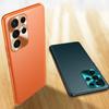 Luxury Orange Leather Case for Samsung Galaxy S23 Ultra Case Soft Silicone Cover for Samsung Galaxy S23 Plus Ultra Camera Protection Case