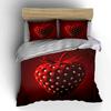 Ruby Strawberry with Diamond Details Bedding Set for Kids Luxury Gift 3pcs Digital Print Comforter Set Soft Comfortable