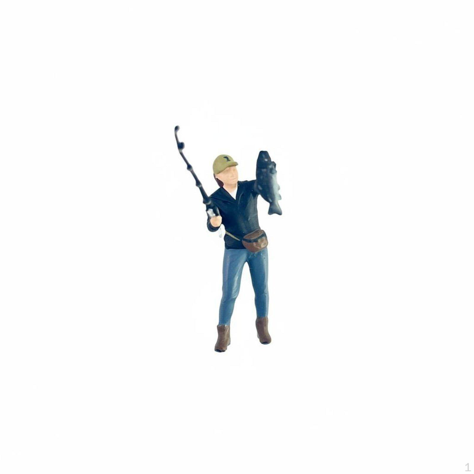 1:64 Scale Fishing Figure Collectible 1/64 Realistic Detail Miniature Angler