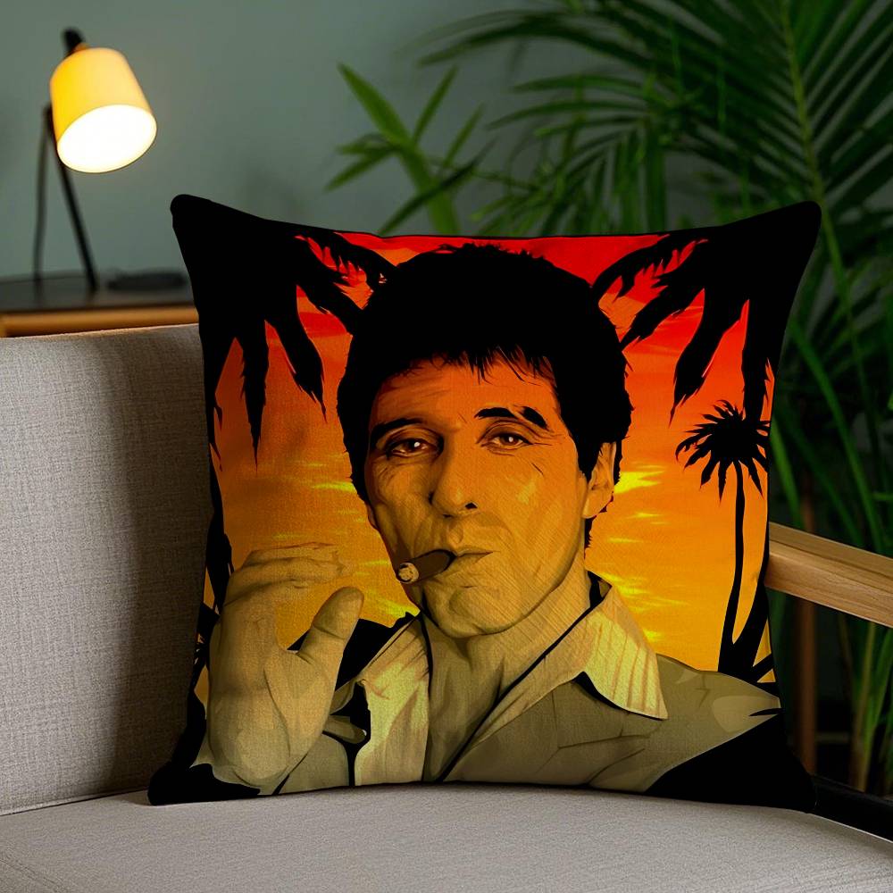 Hot Classic Movie Scarface-S Pillow Case Anti-dustmite Pillowcase Invisible Zipper Silky Short Plush Sofa Cushion Cover