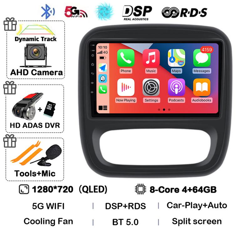 Android 14 Carplay Auto For Renault Trafic 3 2014-2021 Opel Vivaro B 2014-2018 BT Autoradio GPS Multimedia Player Stereo WIFI+4G