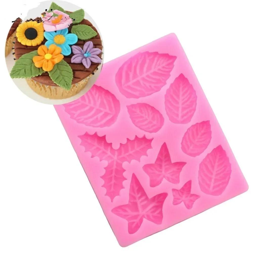 Rosa Farbe Handgefertigte Formen Ahorn Rose Blatt Kuchenrand Silikonformen Weihnachten Cupcake Fondant Kuchen Dekor Schokoladen Süßigkeiten Formen