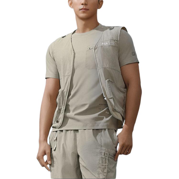 Fila SS22 Athletics Solid Color Casual Breathable Woven Vest Men Vests Light-Industrial-Brown A11M221711FBG