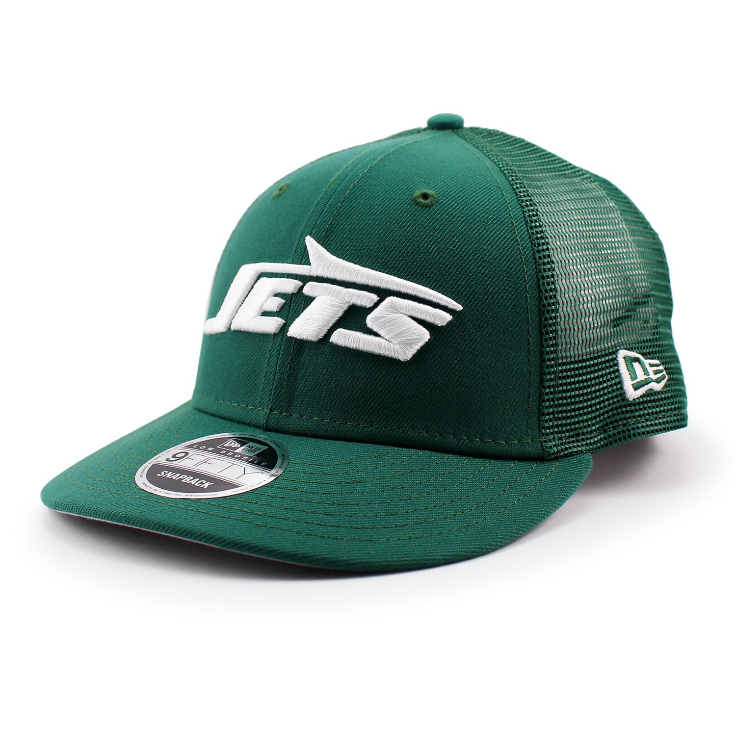 

New Era LP9FIFTY New York Jets NFL Trucker Mesh Cap in Low Green, Profile. [Used] зелёный