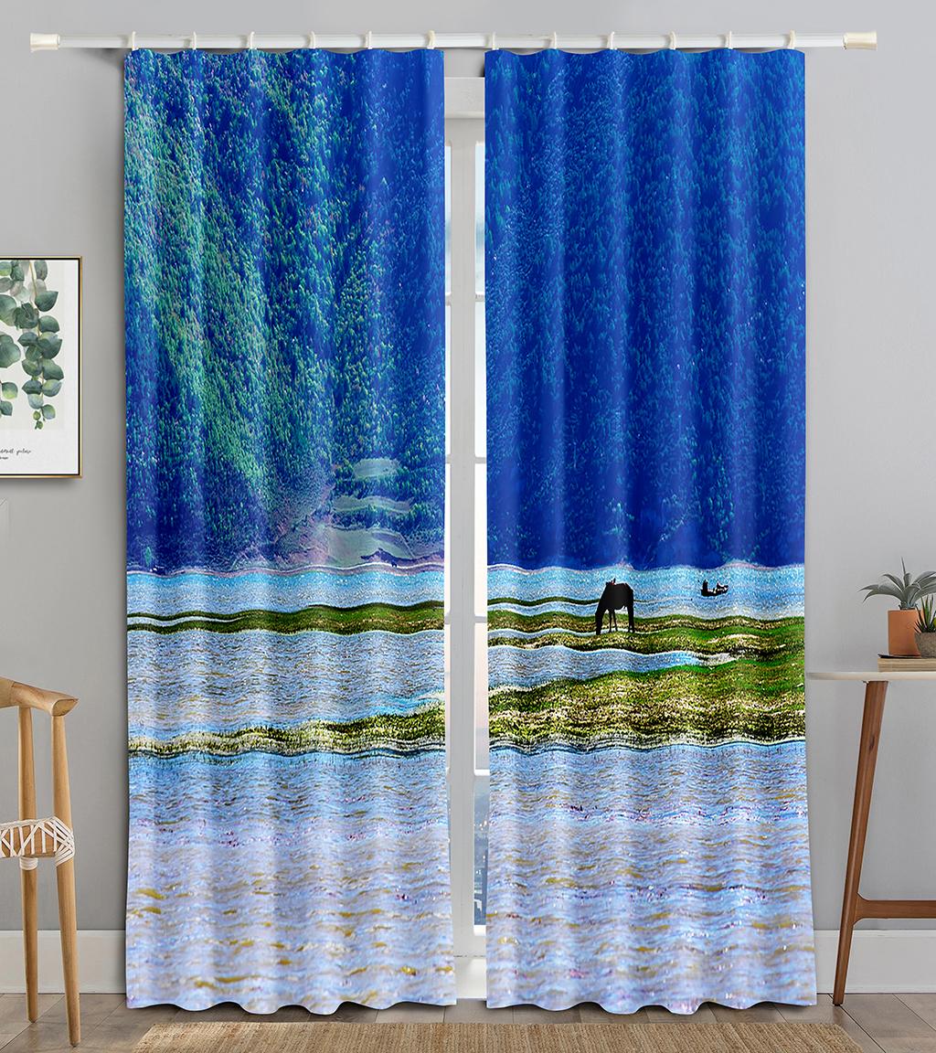 

Shangri-la Snowy Mountain Landscape Blackout Window Warning для гостиной, спальни, ванной, кухни, двери шкафа, крючки для декора W50 X H130(CM)X2&Grommet Top