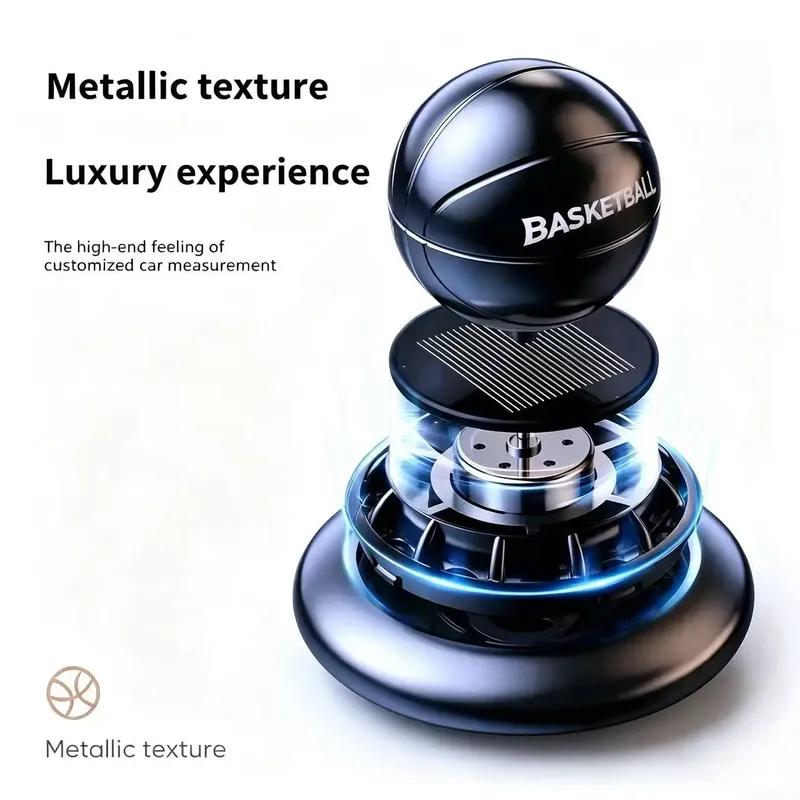 Solar-Powered Basketball Rotating Car Aroma Diffuser Auto Air Freshener Plant-Based Scent Diffuser for Car Interior Decoration