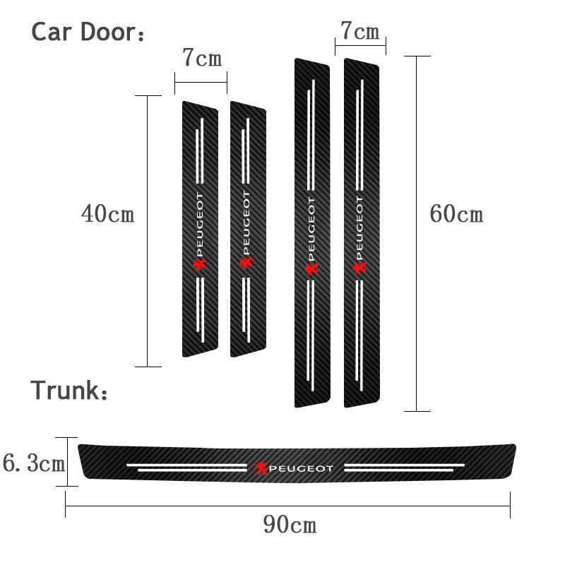 Car Door Sill Carbon Fiber Sticker Auto Protector Strip Waterproof For Peugeot 508 607 106 5008 4008 208 3008 308 2008 207 107