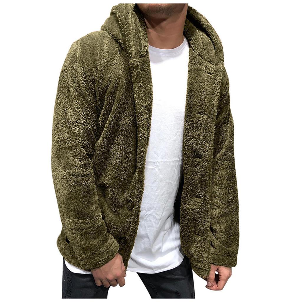Herren Herbst Winter neue Kapuze reine Farbe lose lässige Plüschjacke