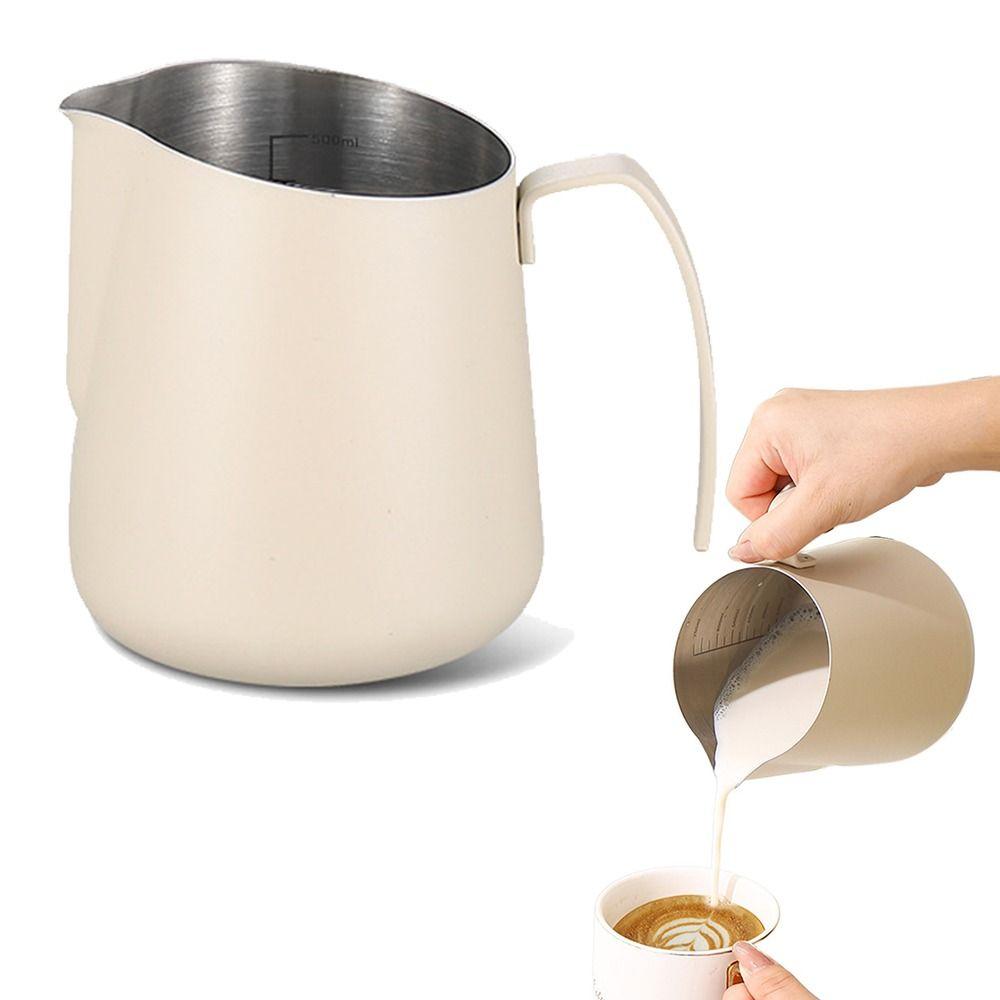 Stainless Steel Milk Frothing Pitcher 500/750ml Clear Scale Latte Art Jug No-drip V-Mouth Design Espresso Steaming Pitchers