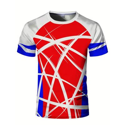 T-shirt Homme Imprimé 3D Motif Géométrique Tendance Été Décontracté Running Col Rond Haut Badminton Tennis de Table Sports Vêtement Manches Courtes