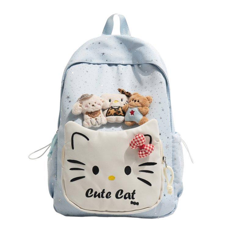 Schoolbag Trend Niche Kitty Cat Dots Schoolbag Female Large Capacity Korean Cute Cartoon Student Class Backpack