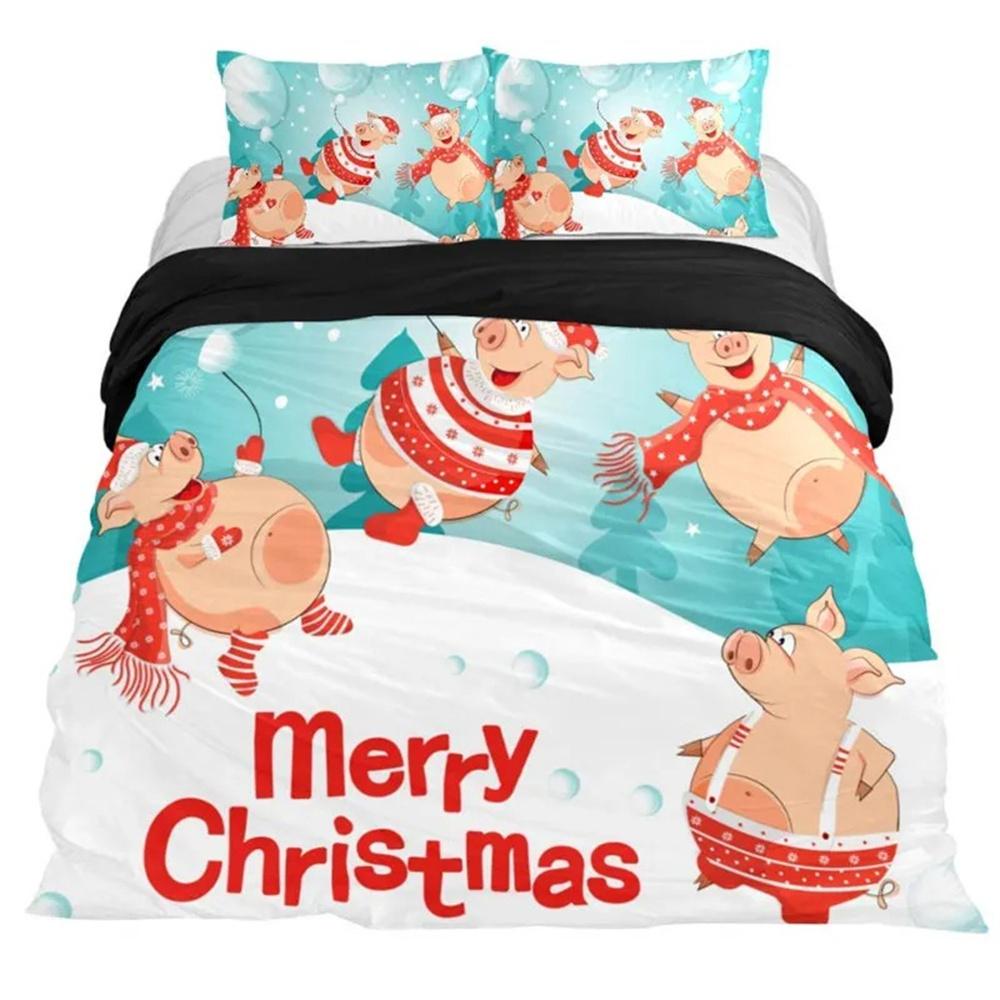 

Cartoon Lovely Pig Duvet Cover Kawaii Animals Bedding Set King Microfiber Farmhouse Wildlife Theme Comforter Cover Pillowcases 135x200cm 2pcs
