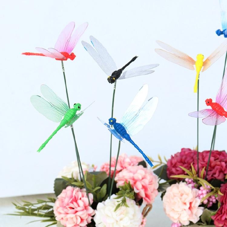 12Pcs Dragonfies Clip 3D Dragonfies Garden Stakes Decors Fly Deterrents Dragonfies Fly Deterrents,Garden Bird Scare Devices