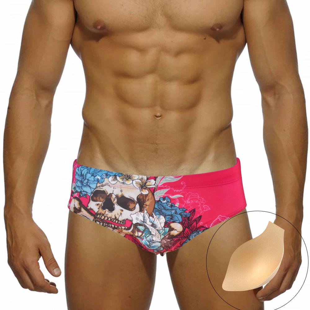 

JESSBORN Men s Skull Print Low-Rise Swim Briefs with Cup Medium маджента