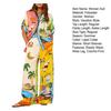 Hawaii Vacation Set Women Short Sleeve Lapel Top Colorful Print Shirt Pants Outfit 2 Pcs