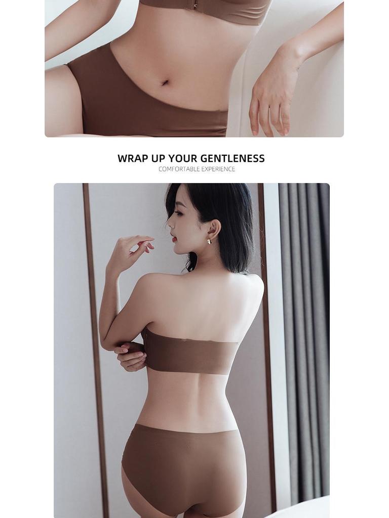Strapless Gathered Push-Up Bra with Non-Slip Invisible Support