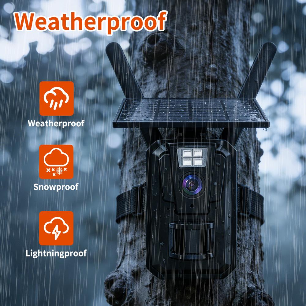Cameră de vânătoare de exterior 4G alimentată cu energie solară cu viziune nocturnă color