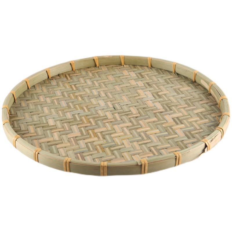 Bamboo Woven Round Winnowing Basket: Household Basket for Storage, Decoration, and Drying Tea or Goods