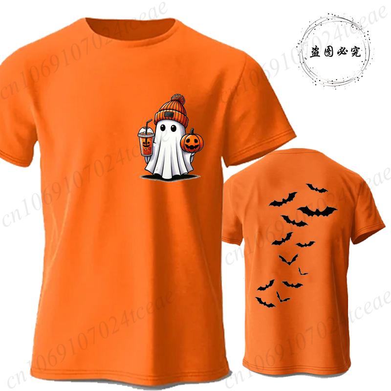 

Мужская футболка Новинка Бу и тыква Футболки Летучие мыши Хэллоуин Графический Y2k Топы Повседневная одежда с коротким рукавом Футболки для жуткого сезона 4XL