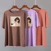 Hirsionsan Aesthetic Cartoon Printed T Shirt Women Summer Loose Casual Clothes Ladies Elegant Harajuku Graphic Tees Cotton Female Tops