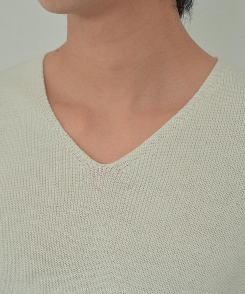 Wednesday Oasis Washable Every V-Neck Half Knit_Ivory(Wc26Kn49)