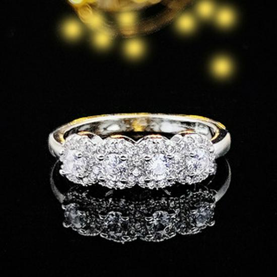 Shein Multi-Row Luxury Zircon Eternity Ring R5579 for Women