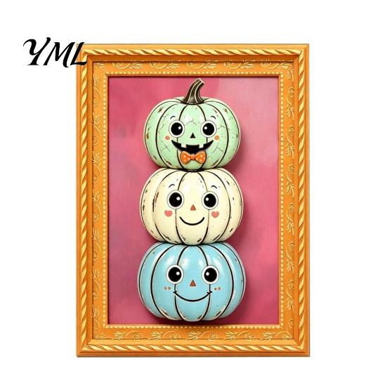 Metal Cabinet Ornaments Halloween Pumpkin Frame Refrigerator Magnet, Vintage Ghost Fridge Waterproof Magnets Whiteboard Decorative Magnet for Holiday