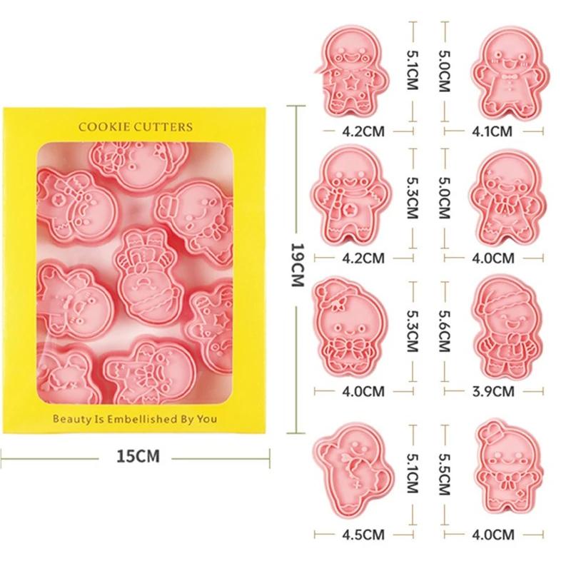 8 Stück/Set Weihnachtsplätzchenausstecher Lebkuchenmann Keksform Neujahrsparty Fondant Backdekorationswerkzeug DIY Kuchen Dekoration