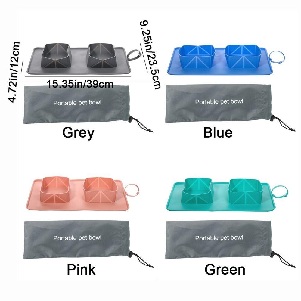 Anti Slip Silicone Folding Dog Bowl 2-in-1 Cat Water Feeder Folding Double Bowls  for Dogs/Cats