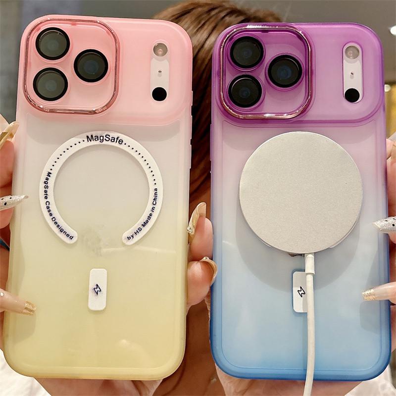 Gradient Dual-Color Magnetic Case for iPhone 17 Pro Max - Compatible with Apple 17/16, Silicone 15/14, and Cross-border 13 Models
