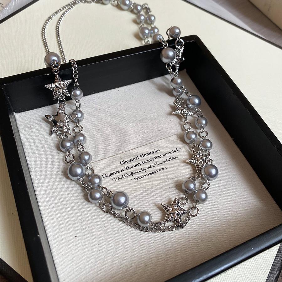 French Vintage Baroque Pearl Necklace Summer Niche Premium Sense Clavicle Chain Light Luxury Versatile Necklace Women