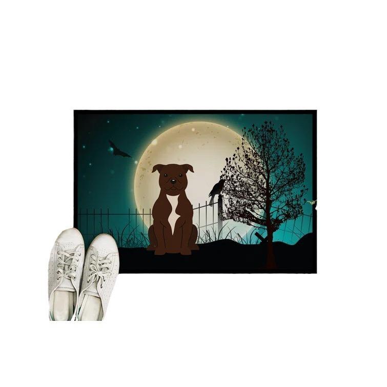 Halloween Scene Crystal Velvet Entrance Door Mat Non-Slip And Dirt-Resistant Easy To Take Care Of Universal Floor Mat