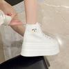 Mode 2025 Neue 7,5 cm Mode High-Top Canvas Schuhe Atmungsaktiv Damen Super High Heel Sneaker Plateau Schuhe Damen Sommer Herbst Schuhe