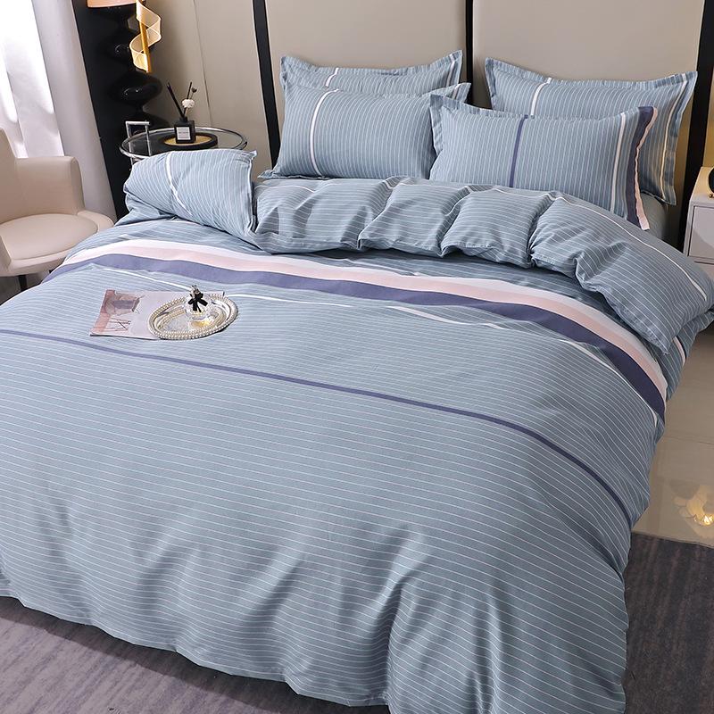 Gestreifte Bettwäsche aus gebürsteter Baumwolle für Herbst/Winter – Verdickter Bettbezug & Laken