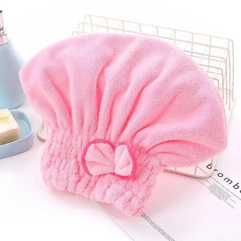 Shower Cap for Women Hair Cap Microfibre Quick Hair Drying Bath Spa Bowknot Wrap Towel Hat Cap for Bath Bathroom Accessories