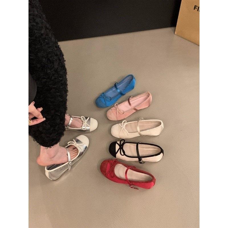 Inner heightened red single shoes women's shoes spring and autumn 2025 new summer French evening breeze Mary Jane ballet shoes