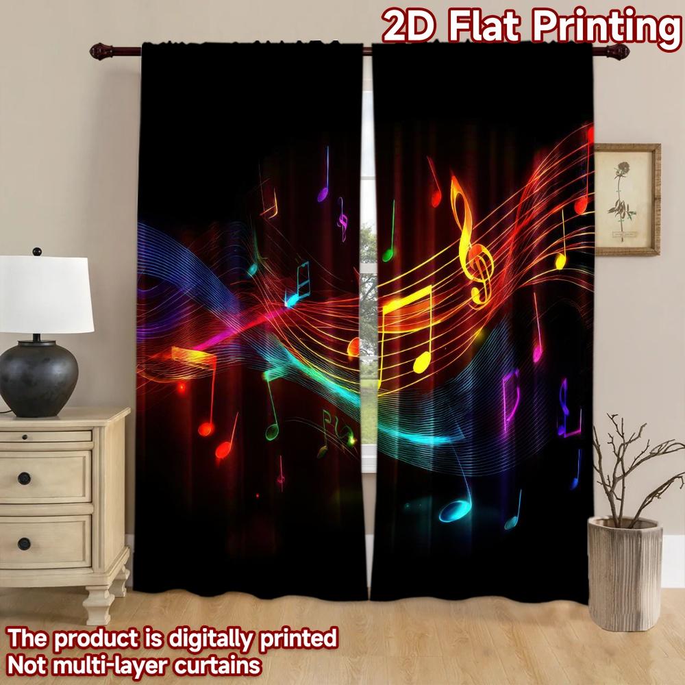 2D flat Photography Backdrop Popular Party Party Backdrop Colorful Music Notes 100% Polyester Birthday Party for Suitable