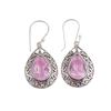 Dainty Morganite Gemstone 925 Sterling Silver Jewelry Handmade Earrings 1.72" CE-4-11