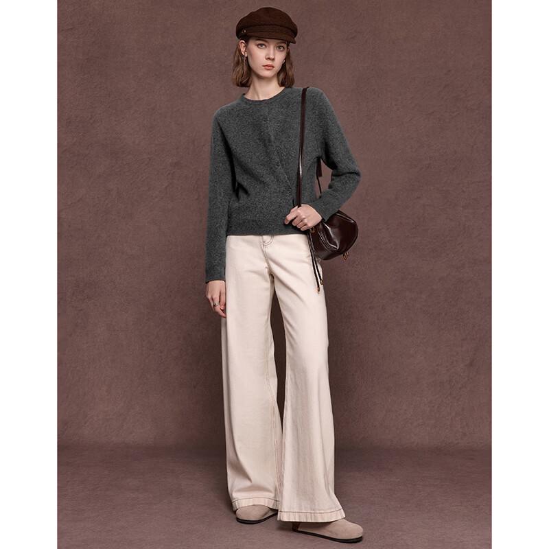 Women's French Style Round Neck Knit Cardigan