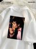 Michael Jackson baskılı beyaz oversized tişört