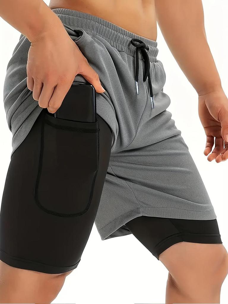 Men's PRO Breathable Mesh Double Layer Quick-Dry Loose Fit Running Shorts