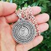 Copper Heart Sutra Pendant Necklace Men Women Vintage Style Round Charm With Chain Options
