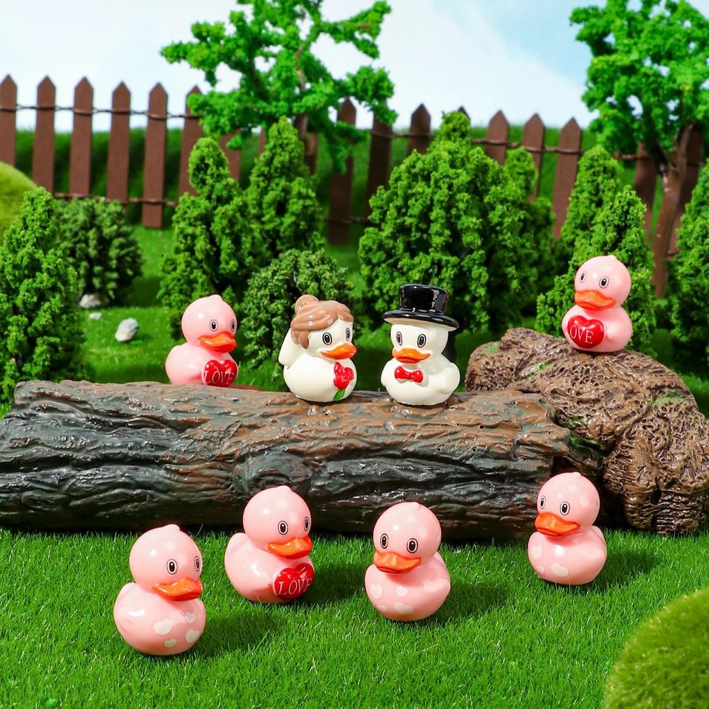 6/12Pcs Wedding Ducks Figurines Bride Groom Ornaments For Valentine Gift Decor