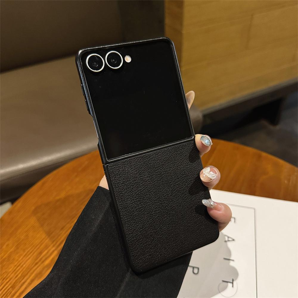 For Samsung Galaxy Z Flip 7 6 5 4 5G Phone Case  Lychee Pattern Leather Shockproof Soft Cover for Samsung ZFlip6 Flip7FE